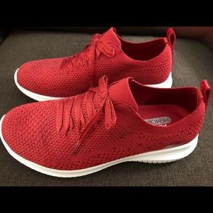 Red Glitter Sparkle Skecher Memory Foam
